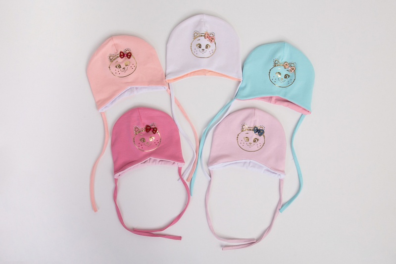 Весняна шапка з завязками для малюків від народження оптом - Артикул 2369 2369(o) фото