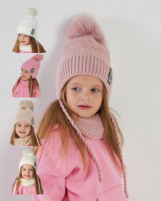Зимовий вязаний комплект (шапка і хомут) для дівчинки оптом - Артикул 3078 3078 фото
