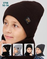 Комплект зимній шапка та хомут для хлопчиків 3798 фото