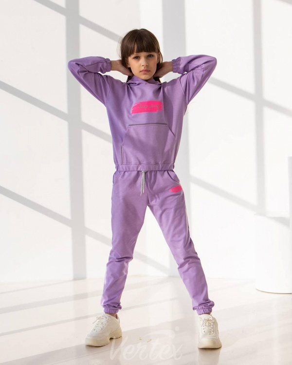 Дитячий спортивний костюм для дівчинки ліловий оптом keep going СКД kg ліловий фото