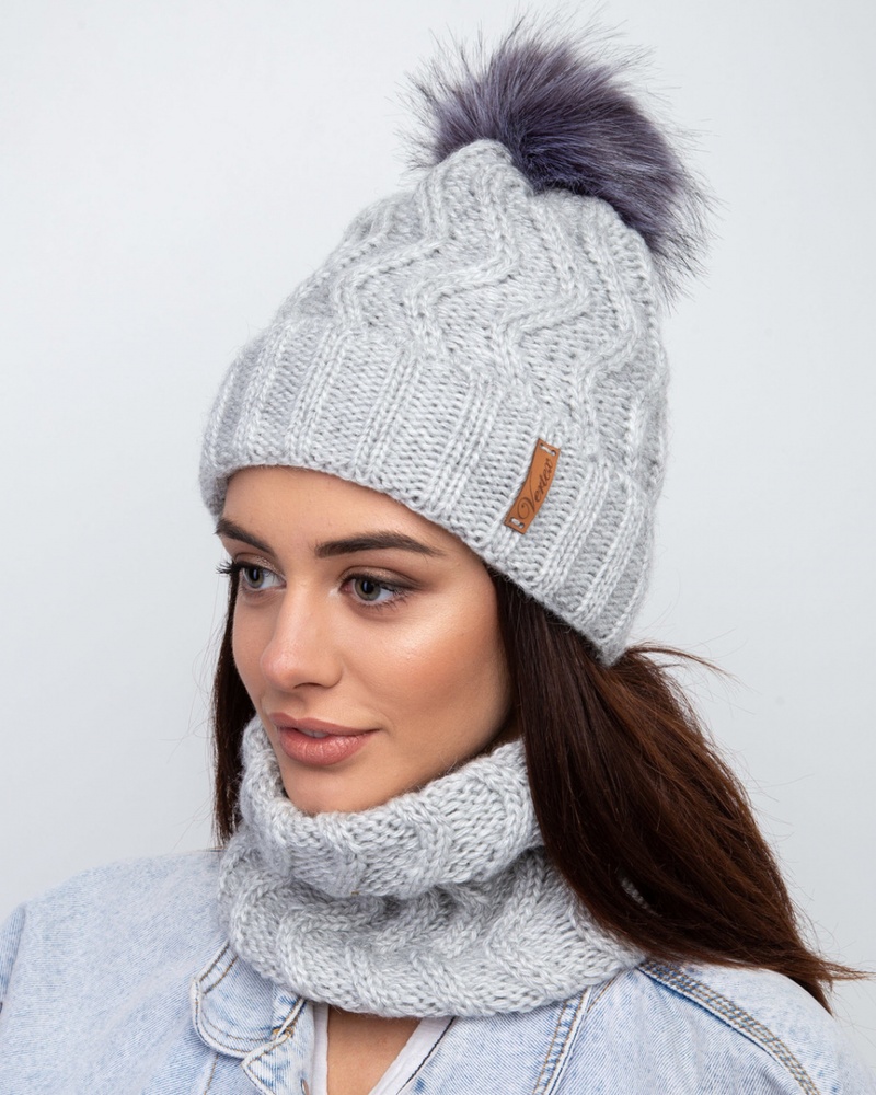 Жіночий вязаний комплект (шапка та хомут) на зиму оптом - Артикул 2371 2371(o) фото
