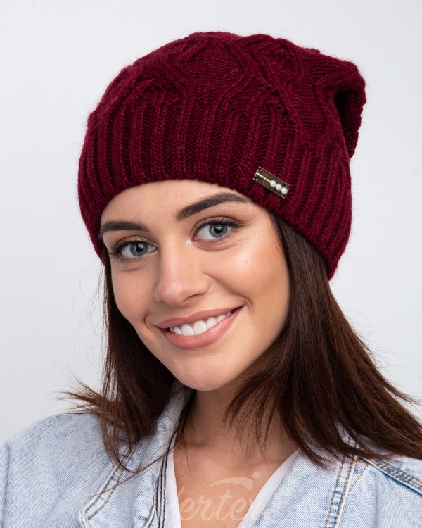 Вязана зимова жіноча шапка з флісовою підкладкою оптом- Артикул 2511 2511(о) фото
