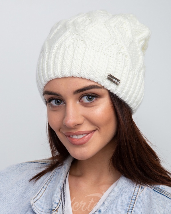 Вязана зимова жіноча шапка з флісовою підкладкою оптом- Артикул 2511 2511(о) фото