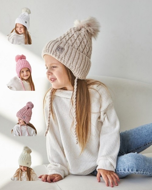Зимова шапка для дівчинки з помпоном оптом. арт. 3336 3336 фото