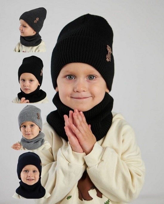 Вязаний зимовий комплект на флісі для хлопчика оптом - арт 3358 3358 фото